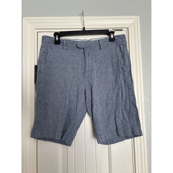J Crew Cotton Linen Beach Chambray Shorts Mens 31W Blue Rivington Casual Pockets - Picture 1 of 7